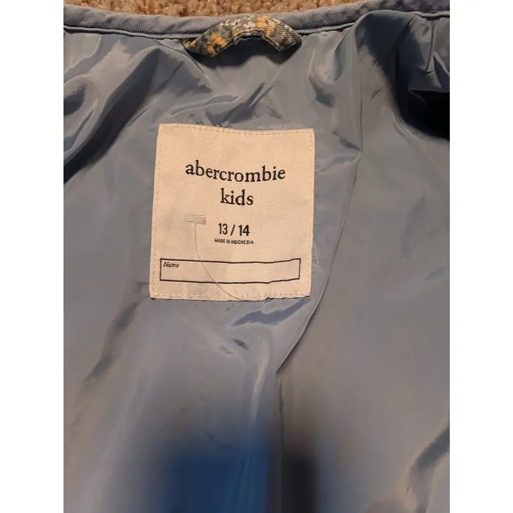 Abercrombie Kids Girls Blue Floral Patchwork Quilted Liner Jacket Coat Sz 13/14